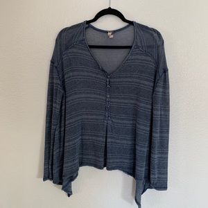 Blue Free People Long Sleeve Shirt